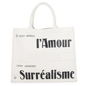 Christian Dior Book Tote Large Leather Bag, White, Handbag for Women